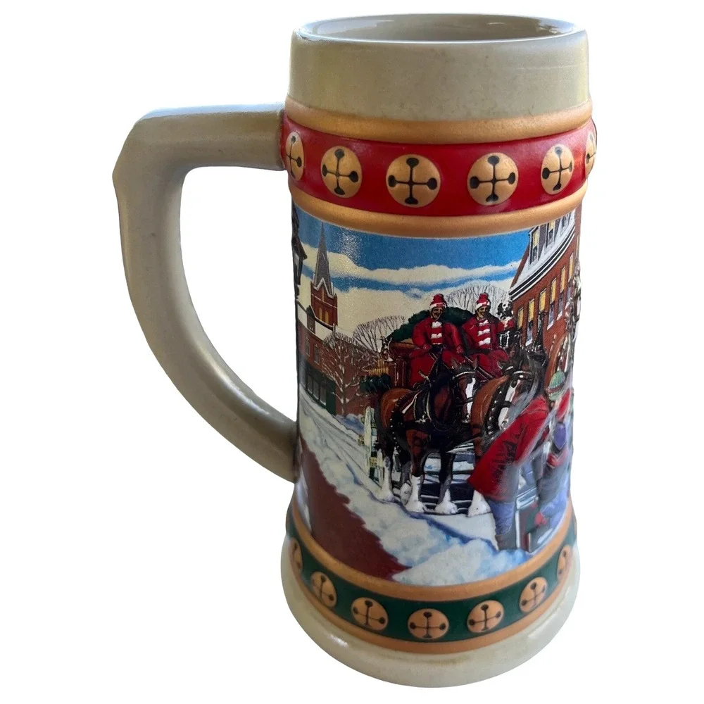 Vintage 1993 Budweiser Clydesdale Holiday Stein Mug Hometown Holiday Anheuser Bu